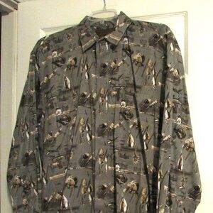 Men's NORTH RIVER OUTFITTERS Long Sleeve Shirt Fishing Reels Size L